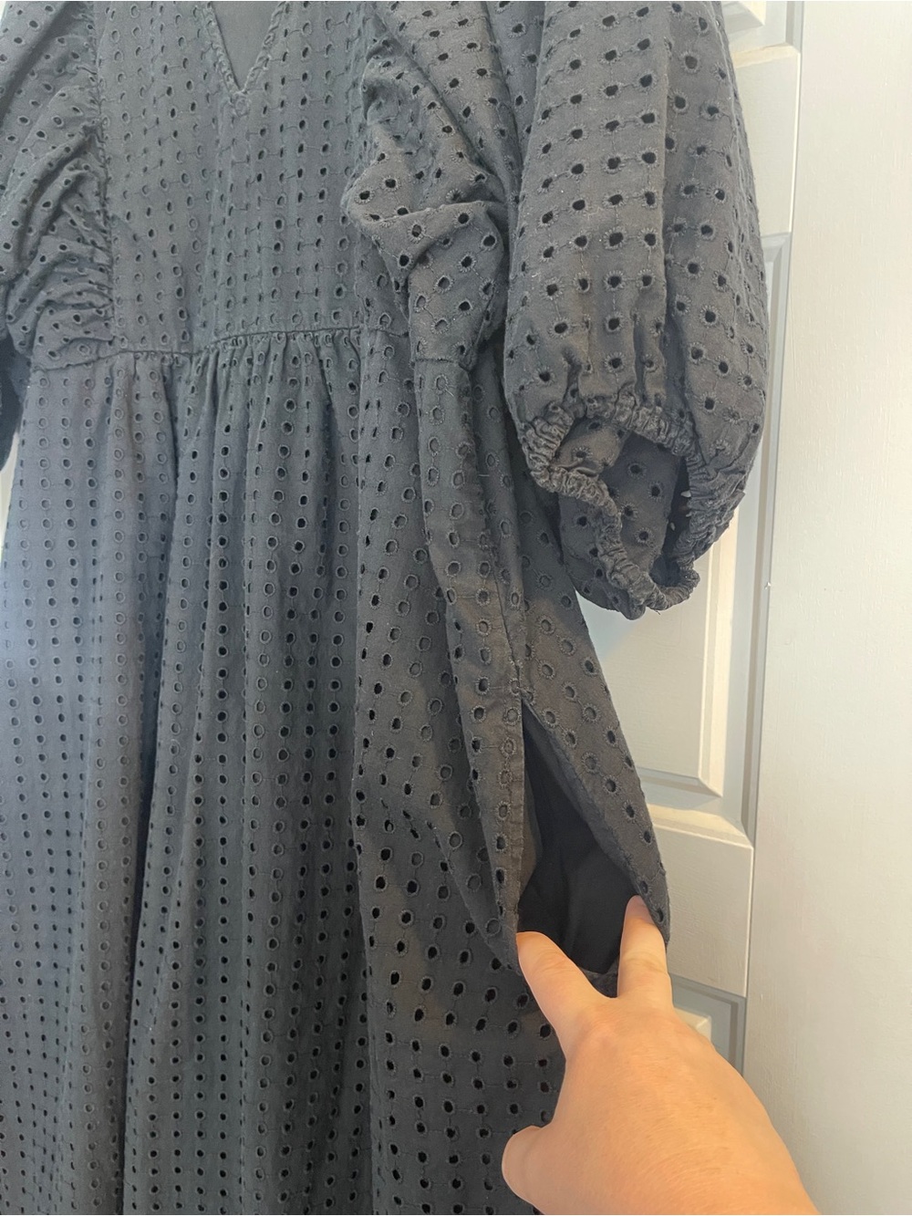 a new day Black Eyelet Midi Dress with Puff Sleeves - Picture 5 of 9